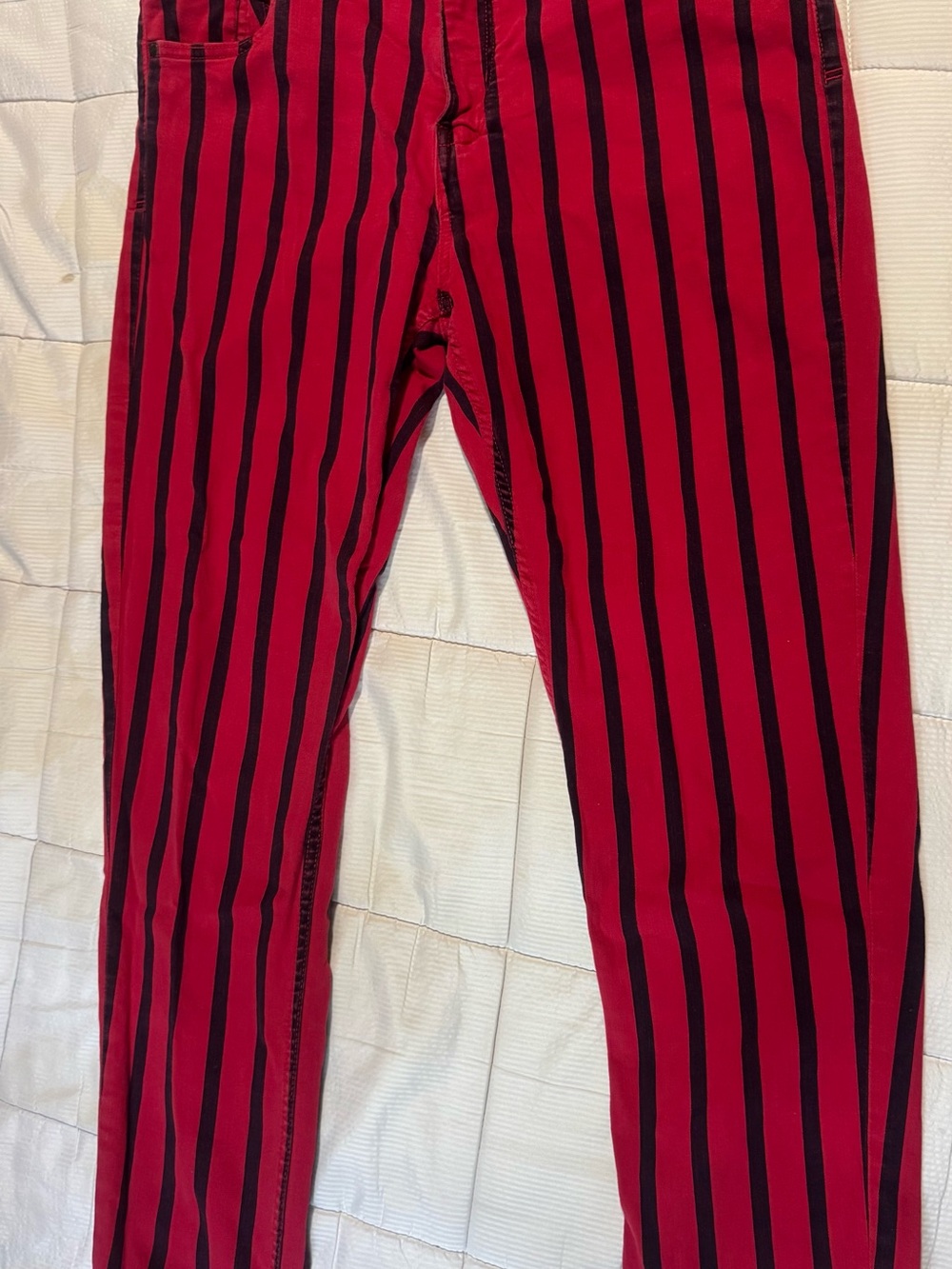 Red and Black Striped Leggings